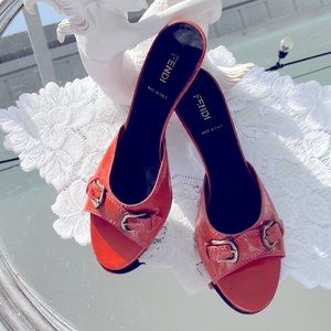 Fendi burnt orange mules excellent condition